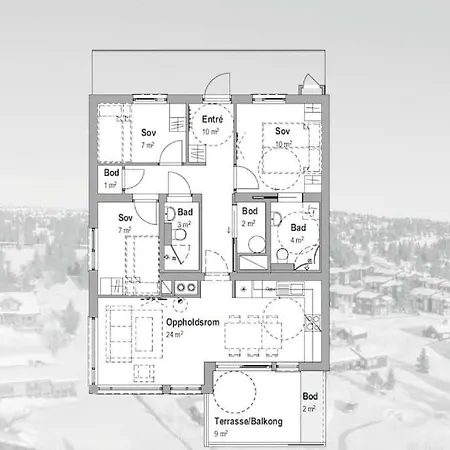 Med Panoramautsikt Innendors Parkering Appartement